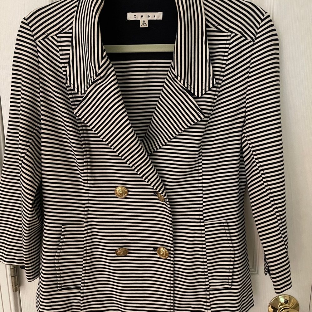CAbi Striped Black and White Blazer